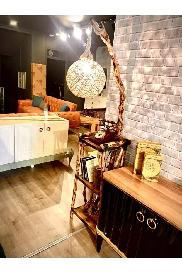 Ağaç Lambader 175-180 Cm Kütüphane Kitaplık Raflı 